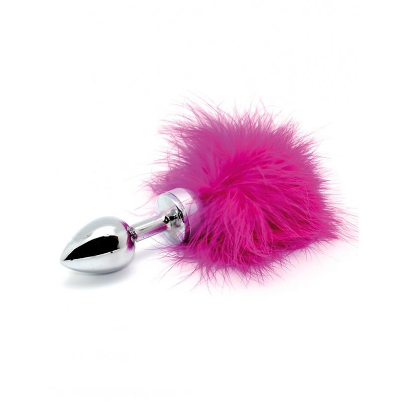 BONDAGE PLAY BUTT PLUG SMALL WITH PINK FEATHER