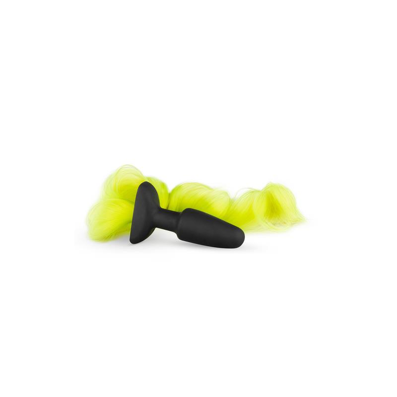 EASYTOYS SILICONE BUTT PLUG WITH TAIL - YELLOW